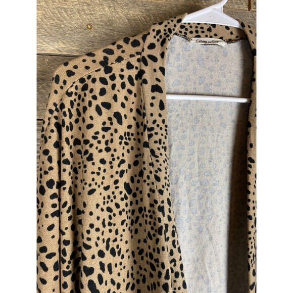 Cream n Sugar Women's XL Leopard Print Open Front Sweater Cardigan - Picture 2 of 10